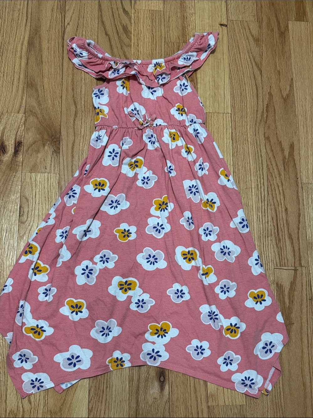 Cat & Jack Coral Pink Floral Ruffle-Hem Dress
